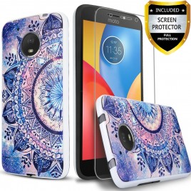 Circlemalls Hybrid Shockproof Samsung Galaxy J7 Aero Case/Galaxy J7 Crown/Galaxy J7 top/Galaxy J7 Refine Case, With[Screen Protector] 2-Piece Style Hard Cover And Touch Screen Pen-Mandala Floral 